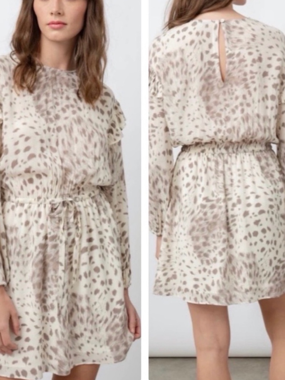 Rails Ora Puma Animal Print Deer Print Long Sleeve Dress Size L